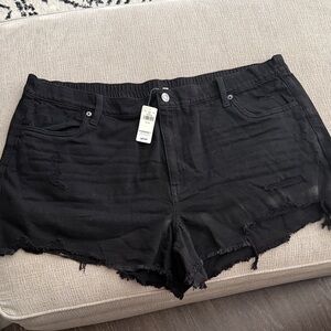 Aerie Black Frayed Jean Shorts